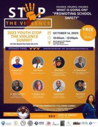 Stop the Violence Event poster with some images