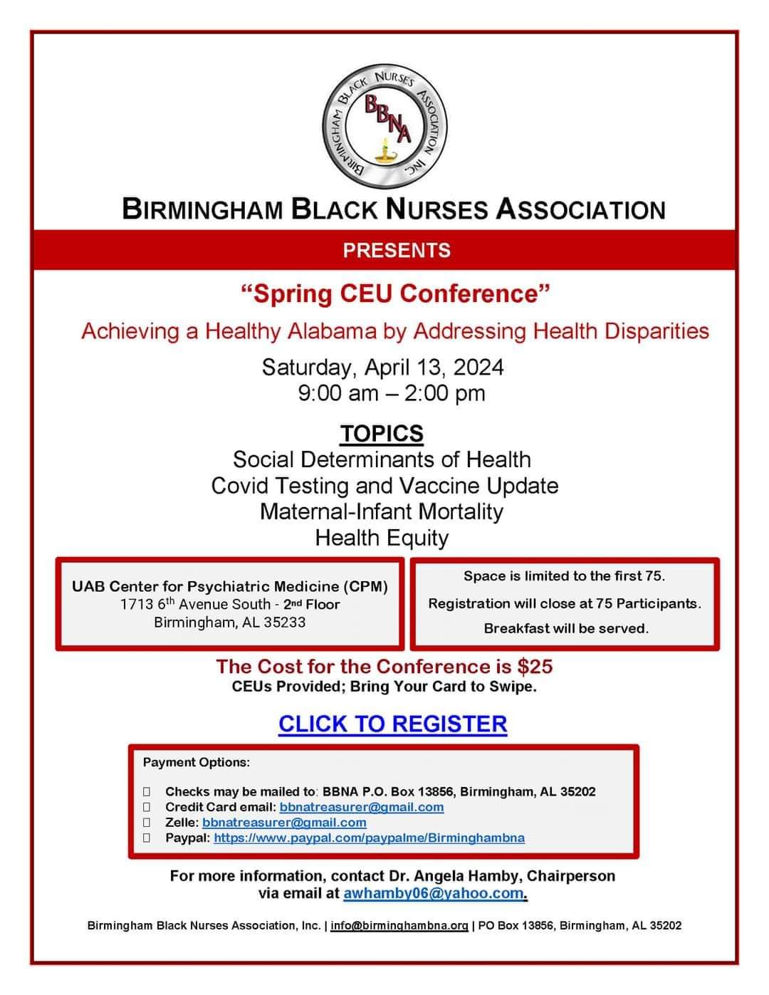 Achieving a Healthy Alabama By Addressing Health Disparities, Spring CEU